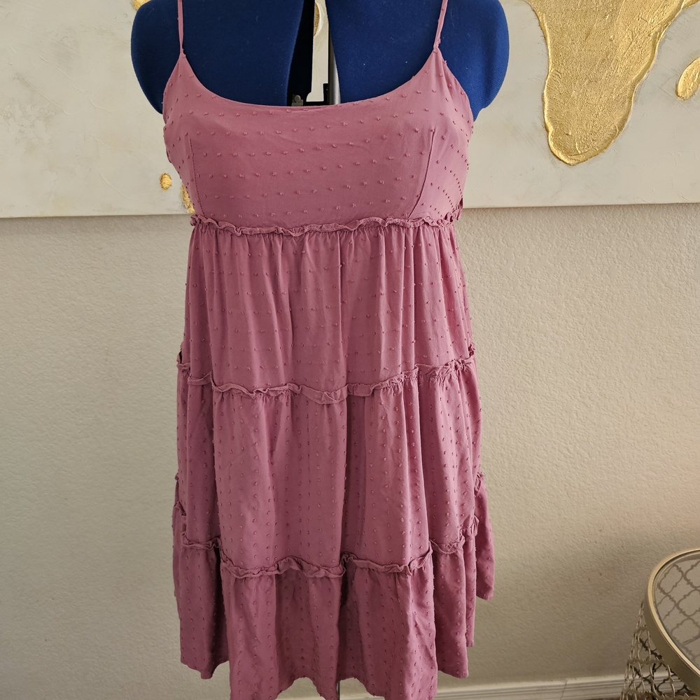 Pink Tiered Spaghetti Strap Dress